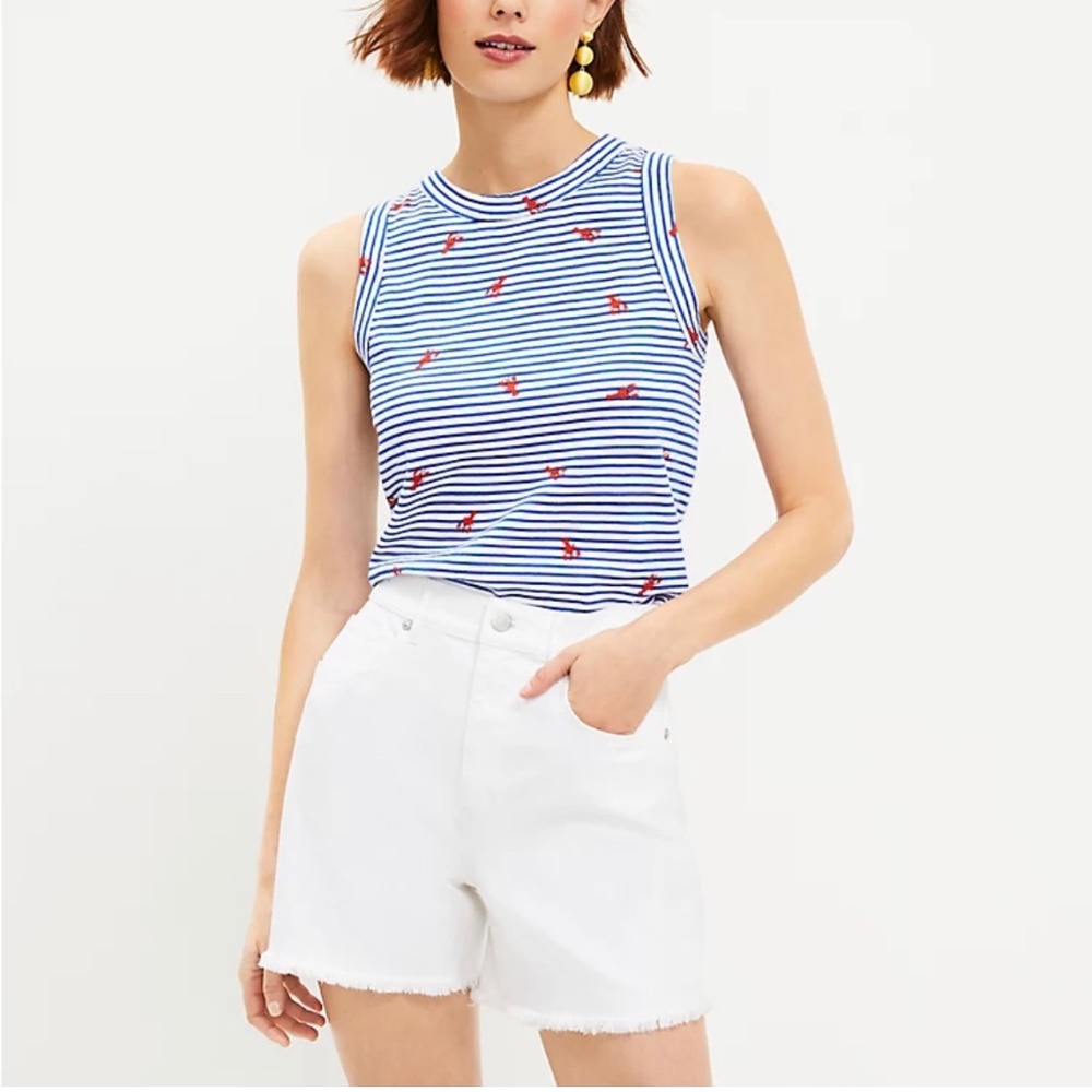 Loft Lobster Blue Stripe Harbor Tank Top Cotton Size Medium